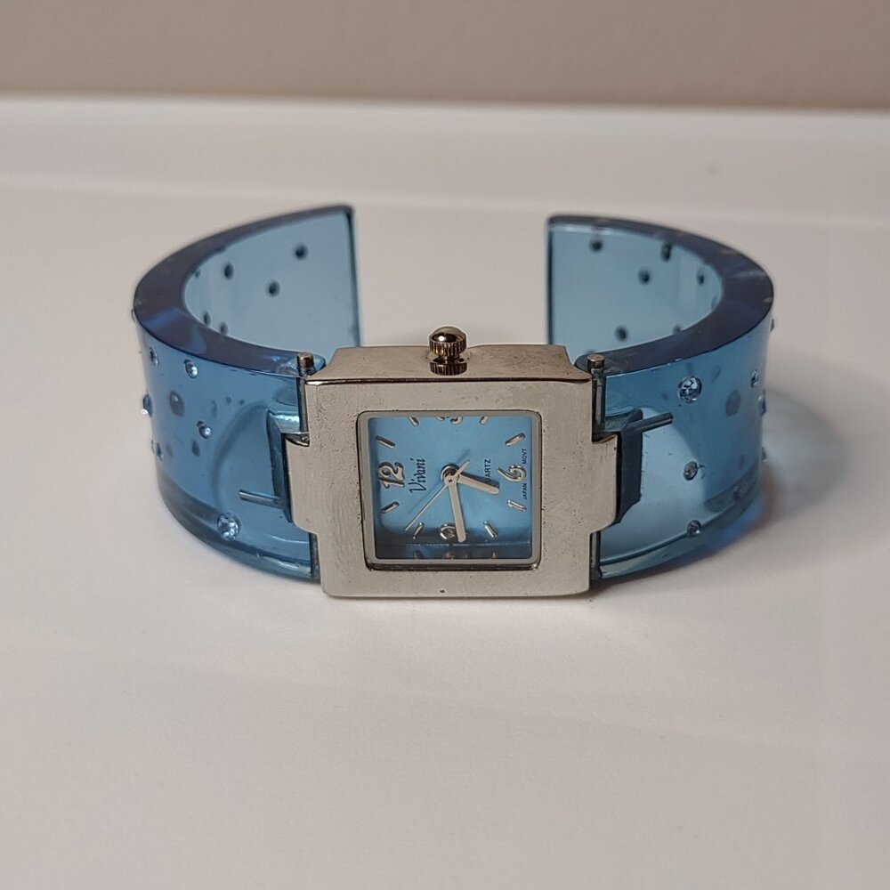 6.25 Inch Vivani Clear Blue Cuff Watch